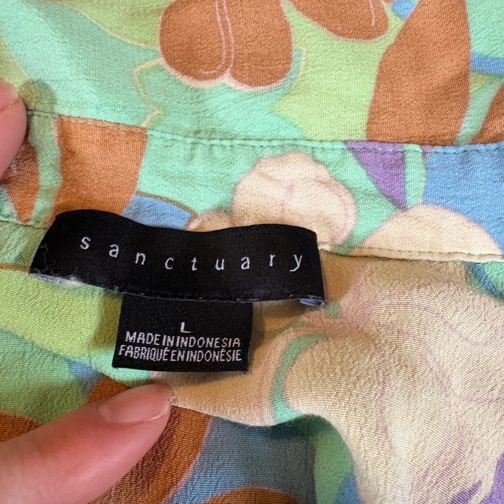 Sanctuary Floral Button Down Blouse | Multicolor | Size L - Picture 2 of 2